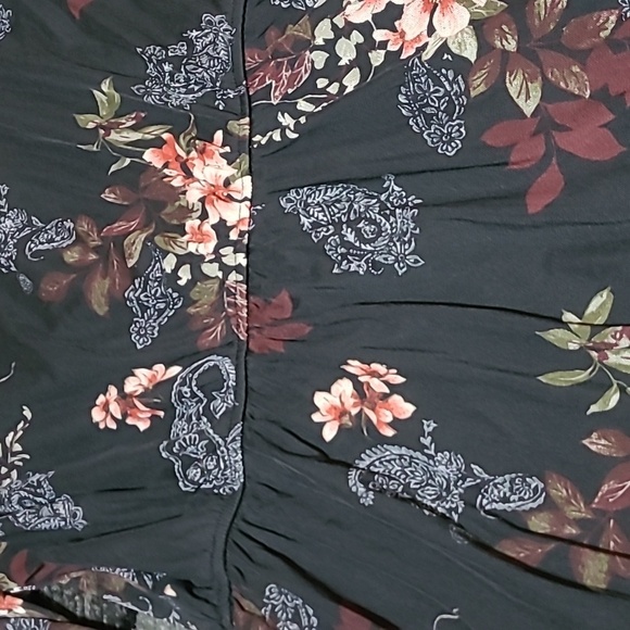 GIMMICKS BY BKE FLORAL DESIGN MESH OPEN SHOULDER V-NECK CROCHET DETAILS BLOUSE - Picture 11 of 12